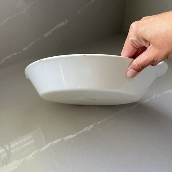 Arabia Finland White Dish Shallow Round With Handles Contemporary Serving - Picture 5 of 10